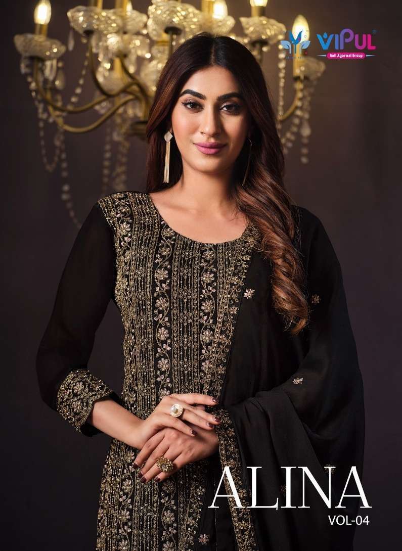 vipul alina vol 4 series 5281-5286  2 Tone Catonic geo suit