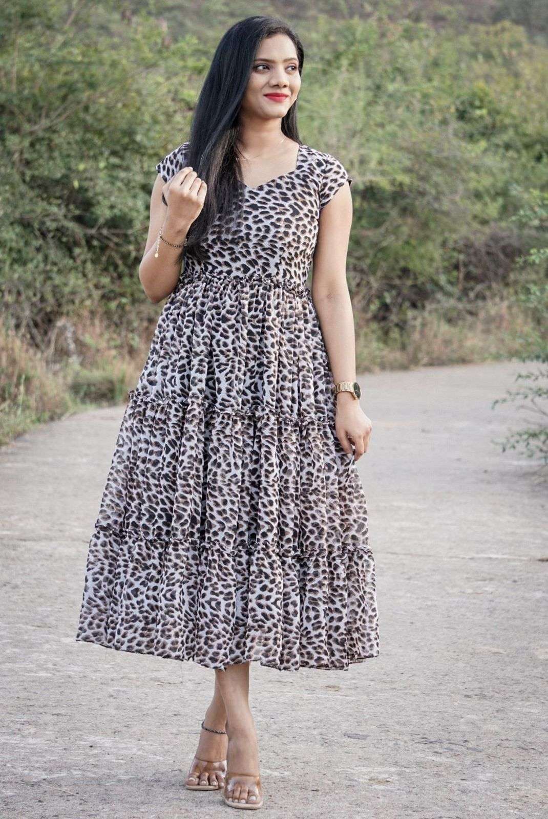 X-lady launching leopard print midi Dress 