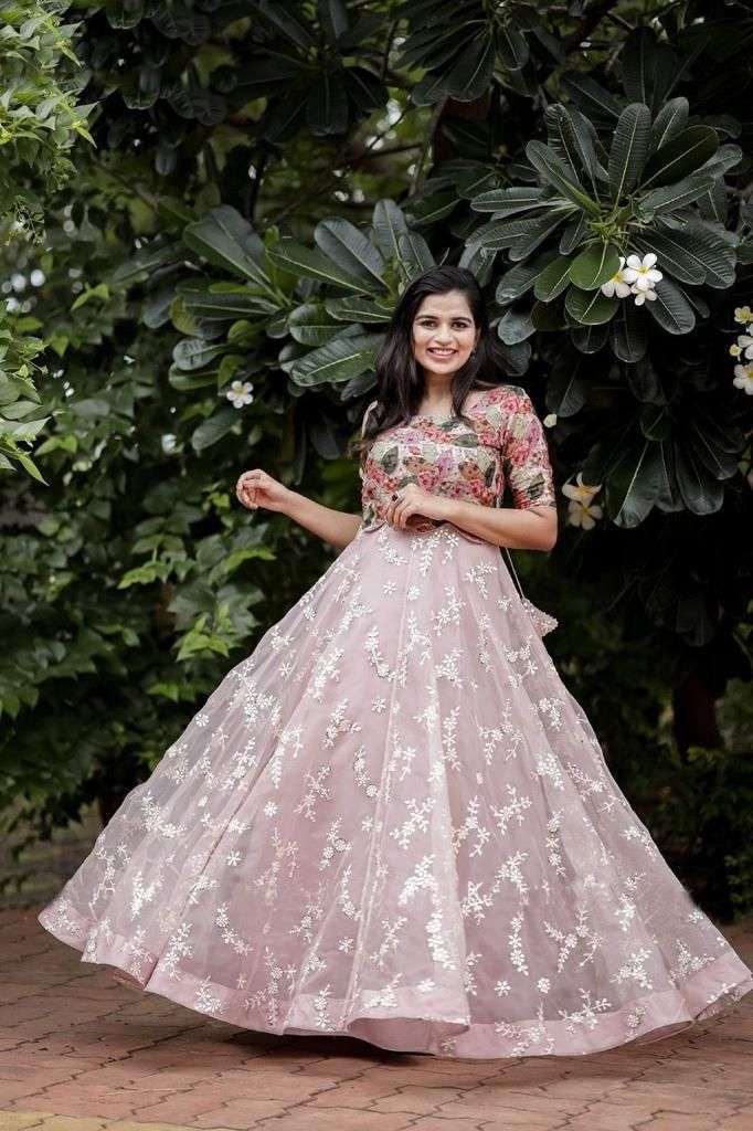 X lady launching organza Chikankari Dress gown