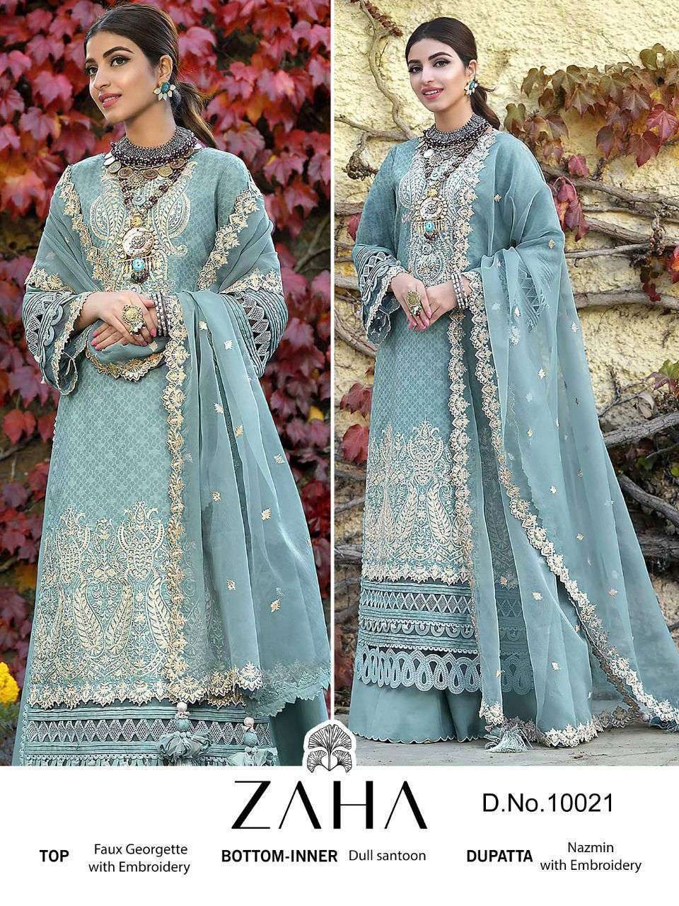 zaha 10021 georgette with heavy embroidered suit