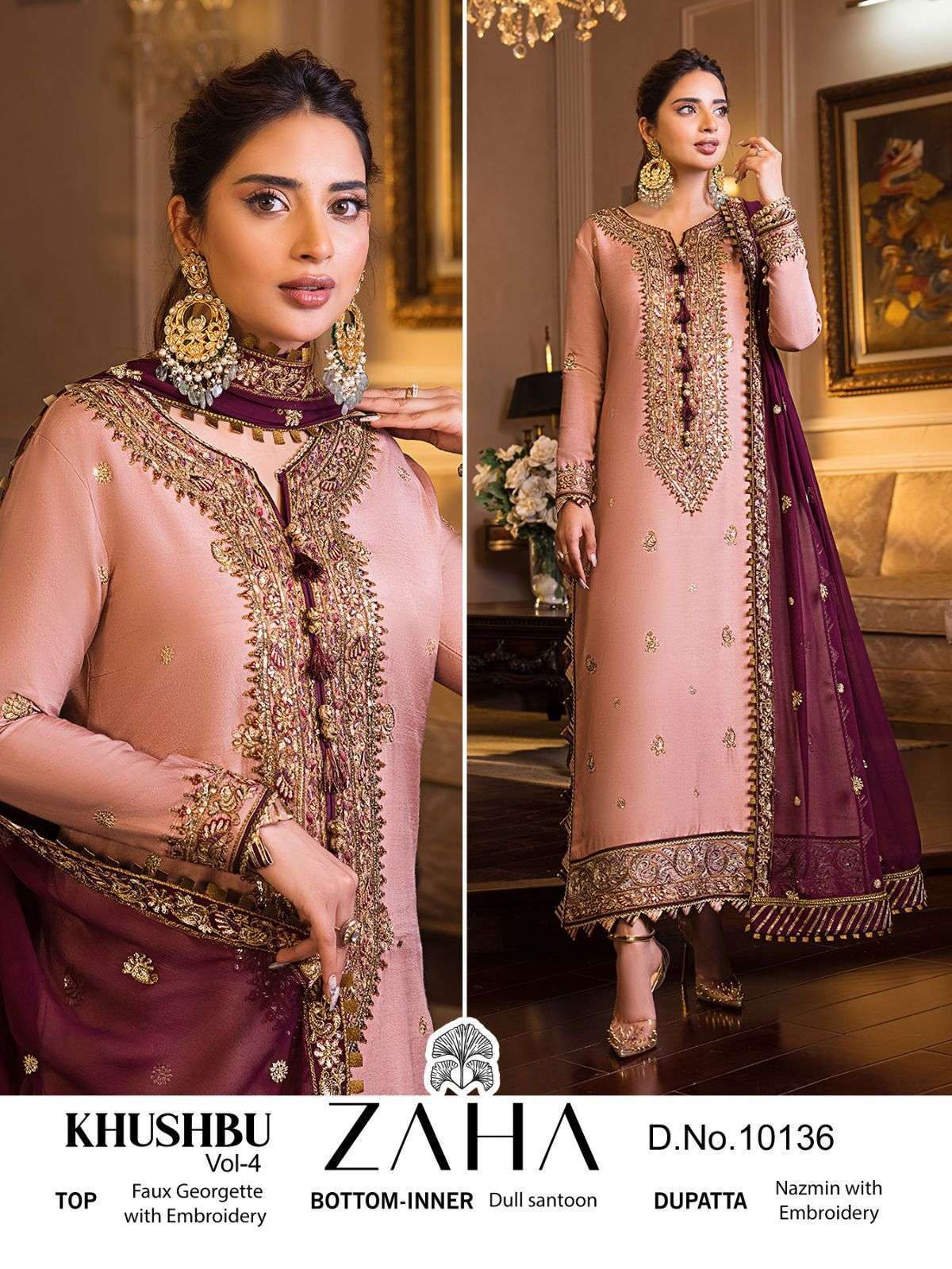 zaha 10136 heavy georgette embroidered suit 