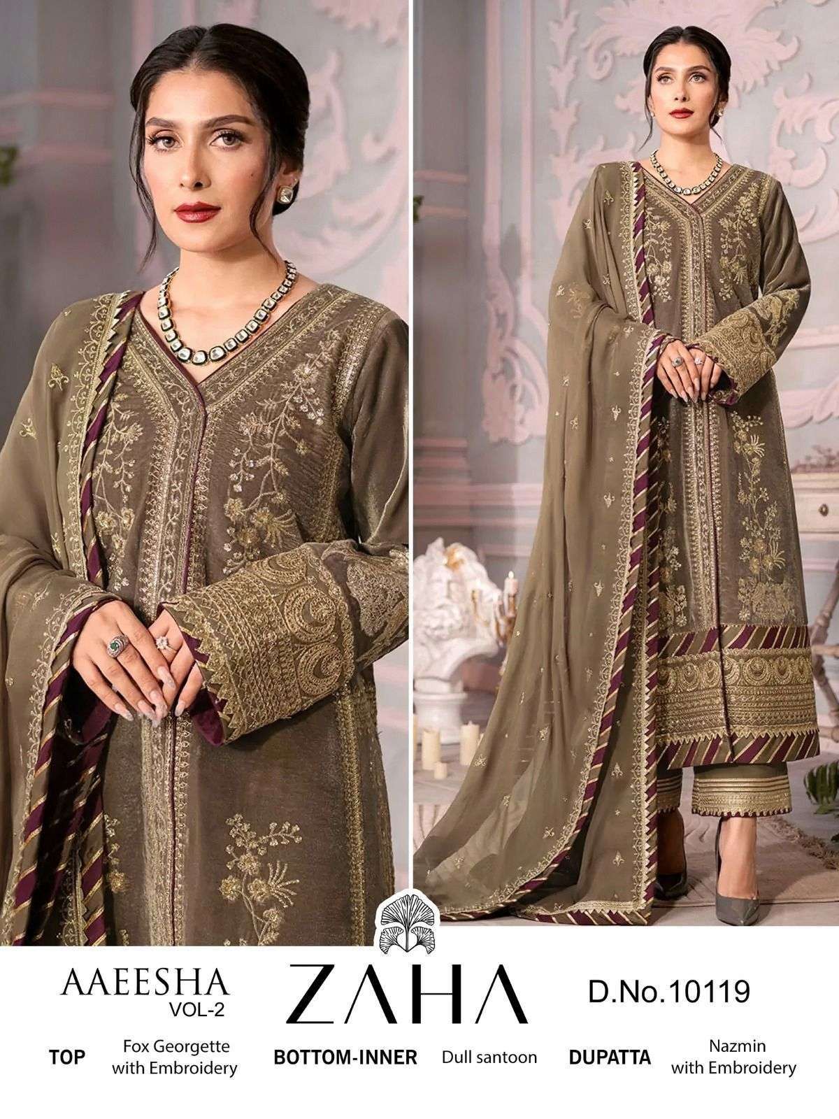 zaha aaeesha vol-2 series 10119 faux georgette suit