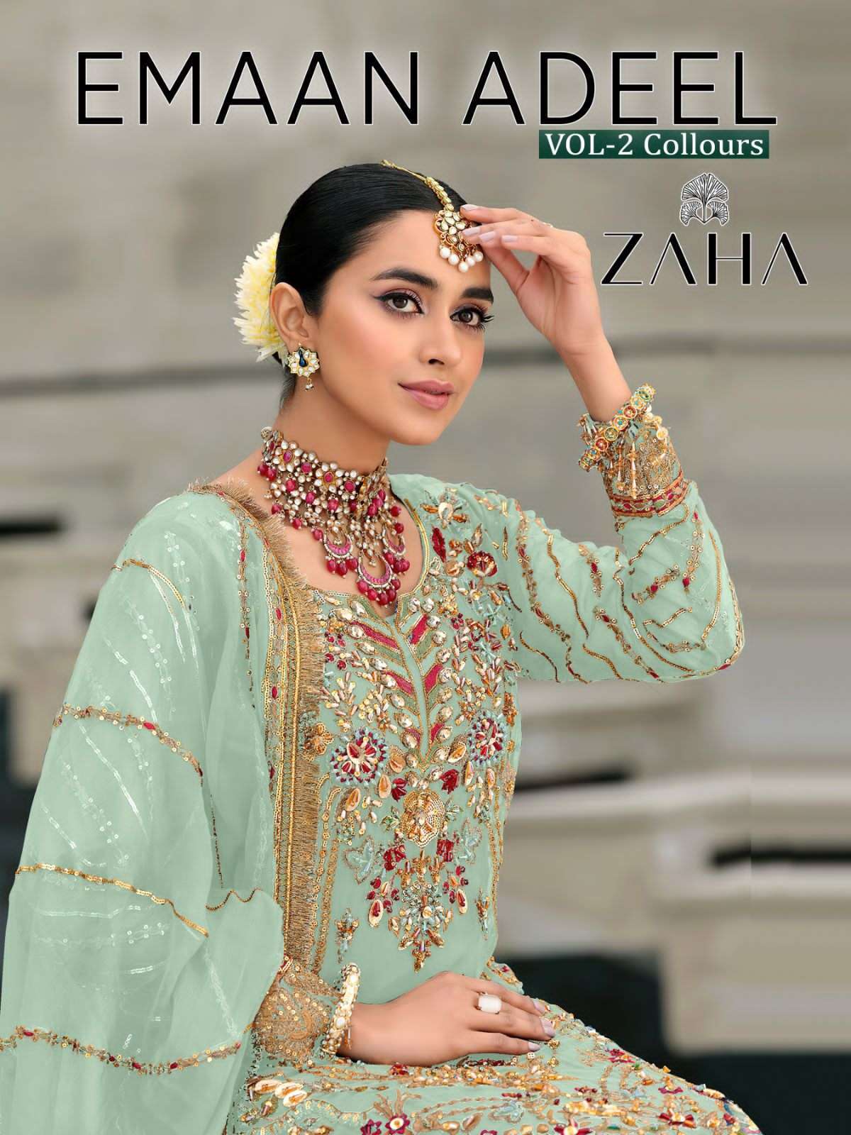 zaha eman adeel vol 2 collours series 10031 georgette embroidered suit 