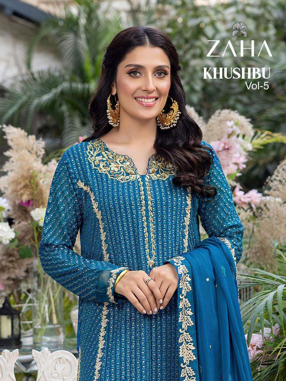 zaha khushbu vol 5 series 10137-10139 faux georgette suit 