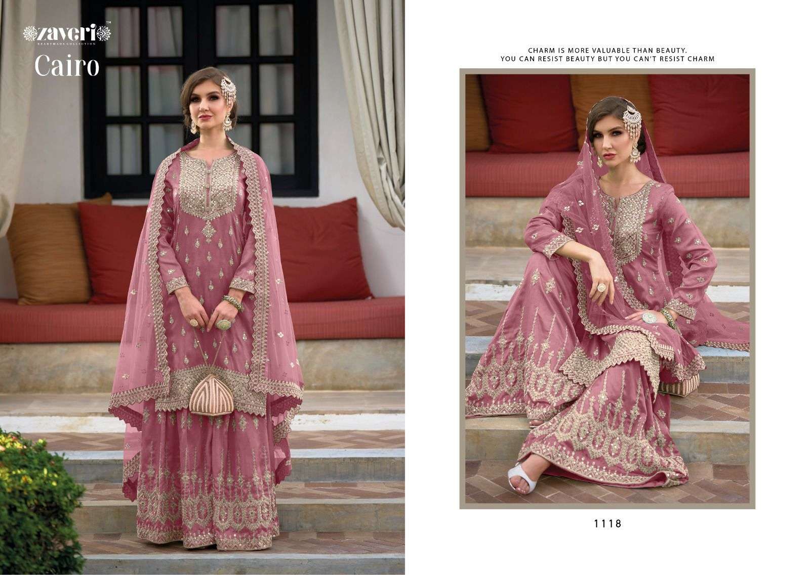 zaveri cairo designer heavy silk readymade suit