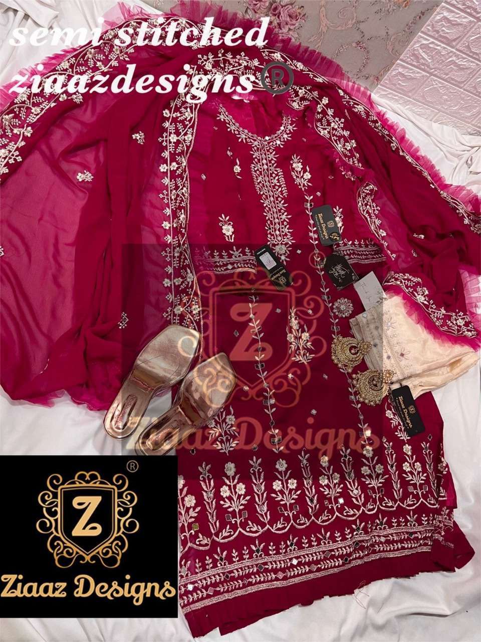 ziaaz designs raani designer georgette suit 