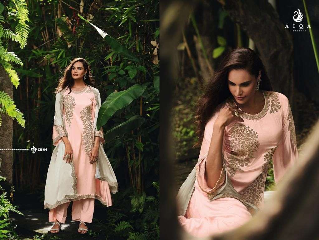 aiqa lifestyle zeenat series 01-05 pure gaji silk satin suit 