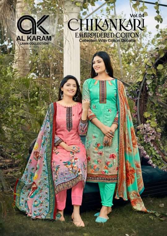 Al Karam Chikankari Vol-4 series 4001-4006 Pure Cotton suit