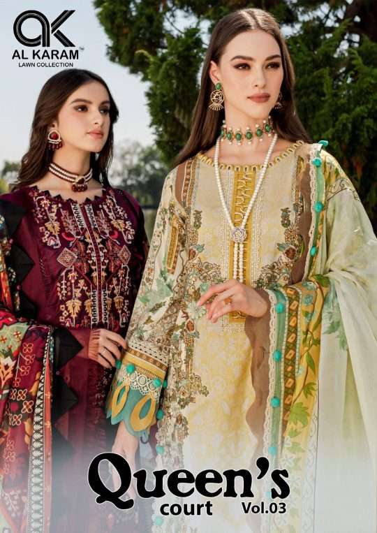 Al Karam Queen S Court Vol-3 series 3001-3006 Pure Cambric suit