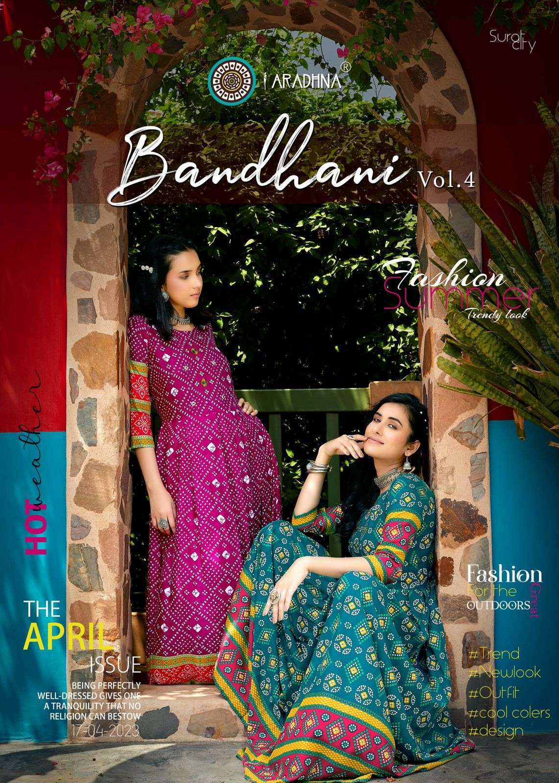 aradhna fashion bandhani vol 4 series 4001-4012 Rayon Print kurti