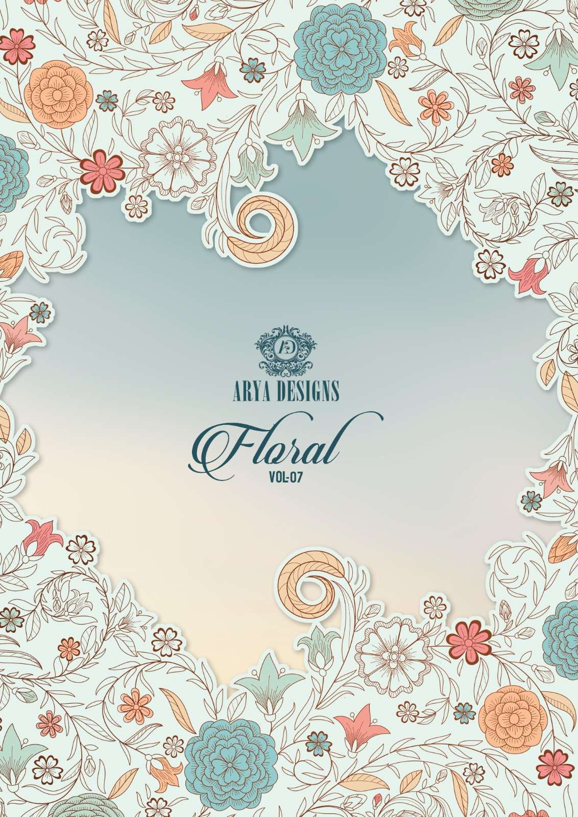 arya designs floral vol 7 series 60001-60003 chinon silk lehenga