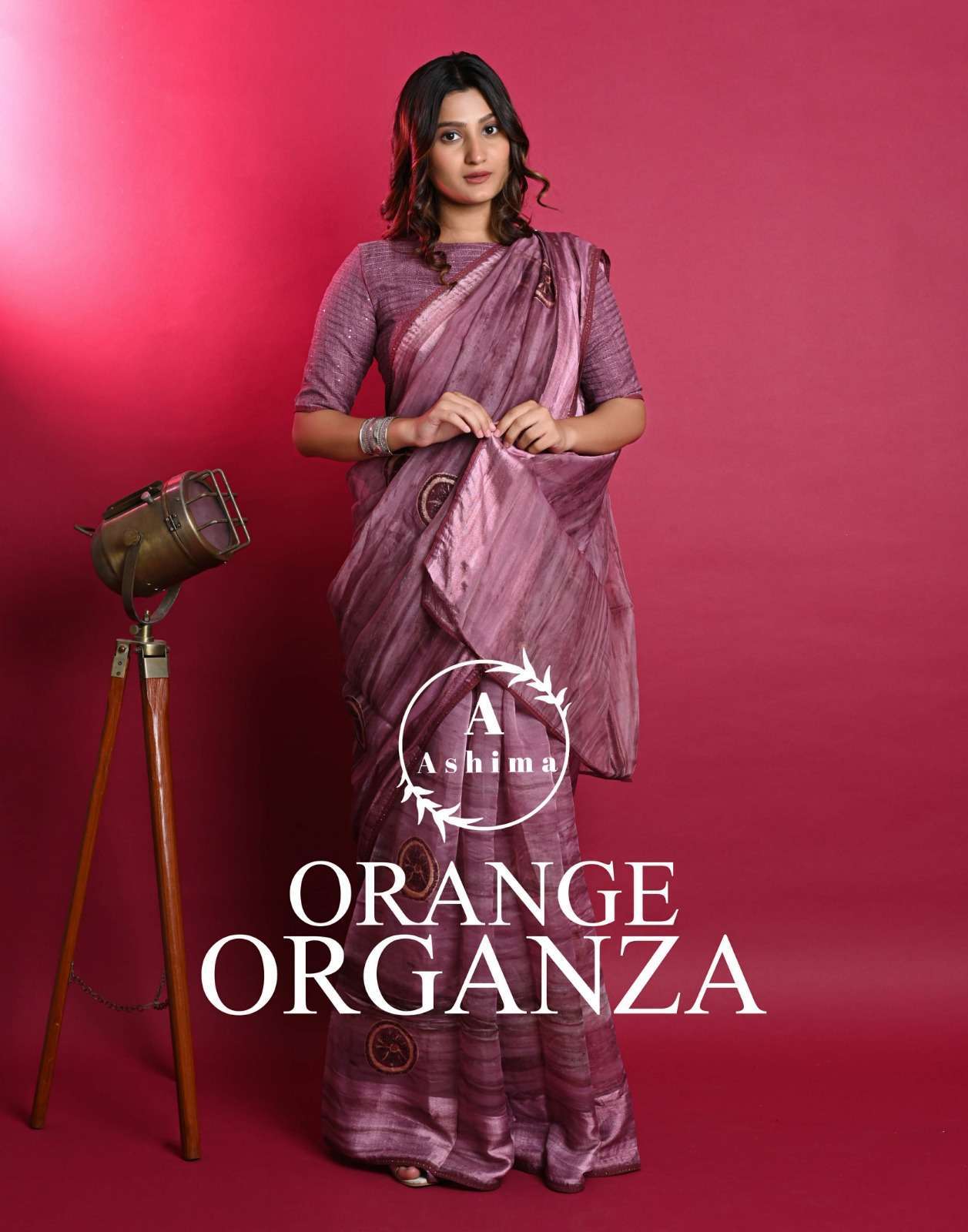 ashima orange organza series 7601-7608 soft organza saree