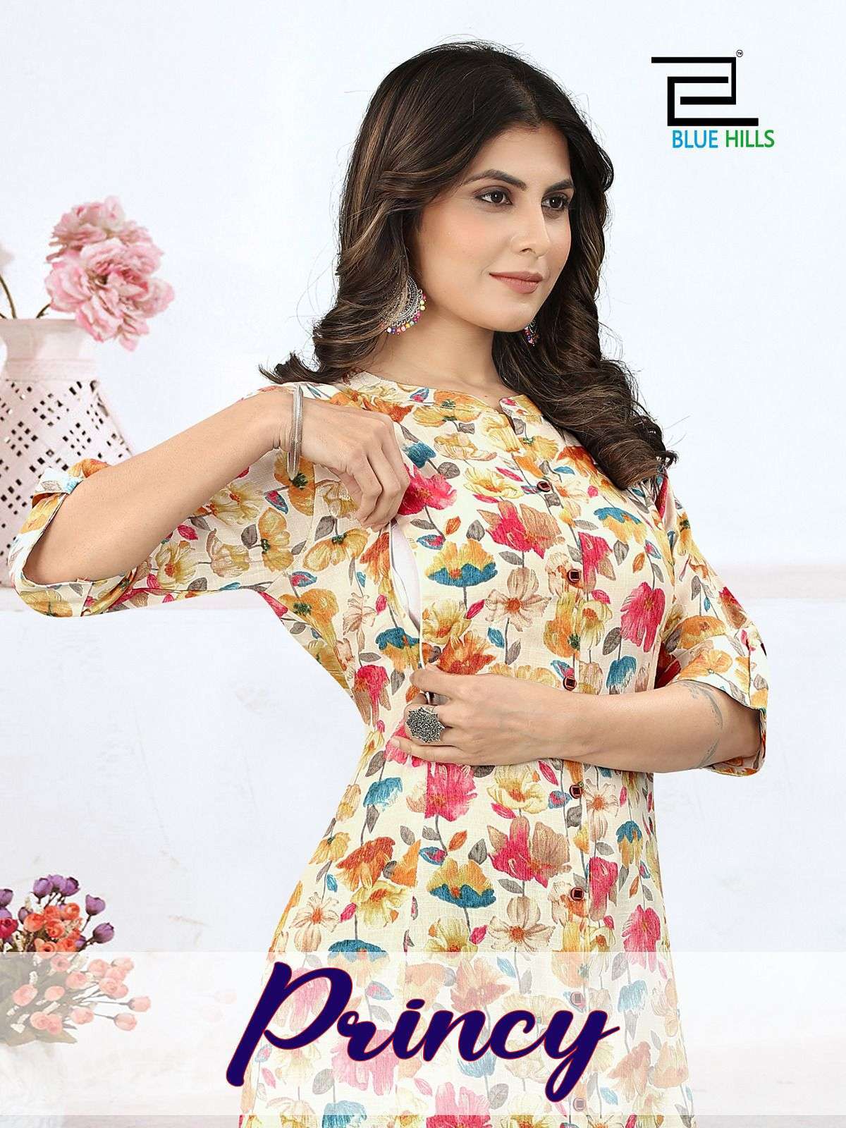 blue hills princy series 150 Rayon capsule mill print kurti