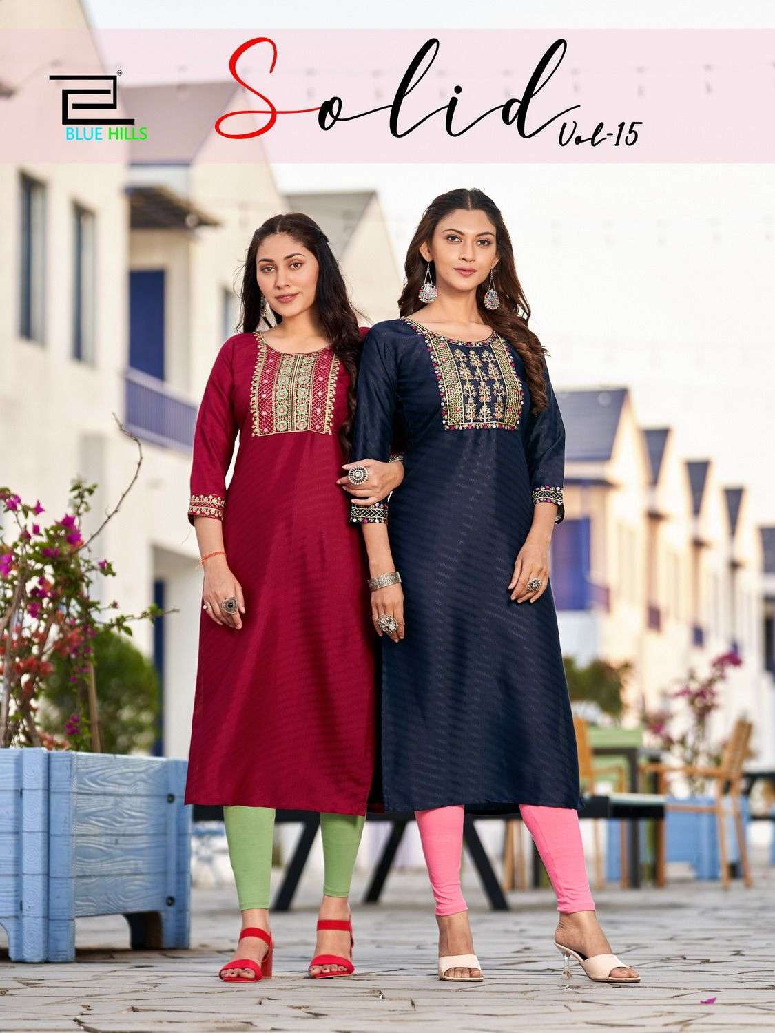 blue hills solid vol 15 series 1001-1006 Two tone dobby 14 KG rayon kurti