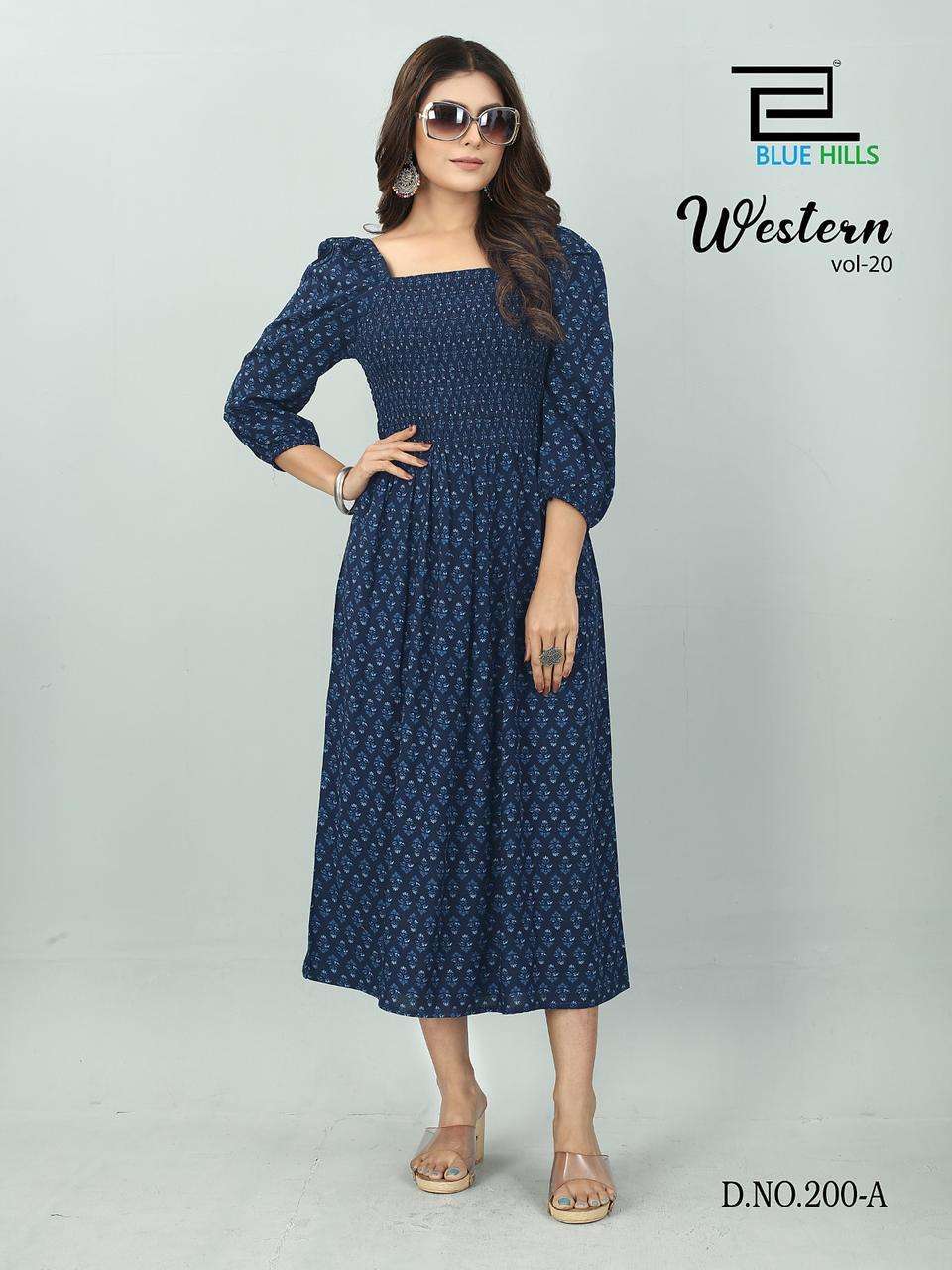 blue hills western vol 20 series 200  rayon 14 kg kurti