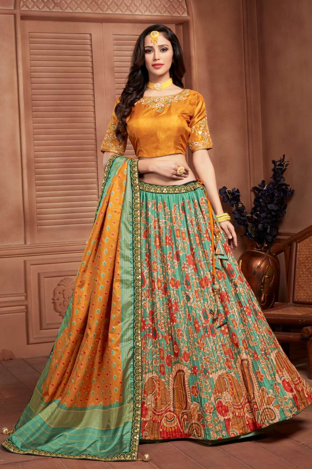 C1986 manipuri silk readymade lehenga