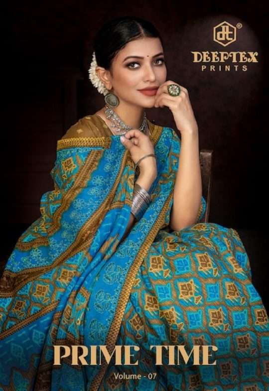 Deeptex Prime Time Vol-7 series 7001-7010 Pure Cotton Saree