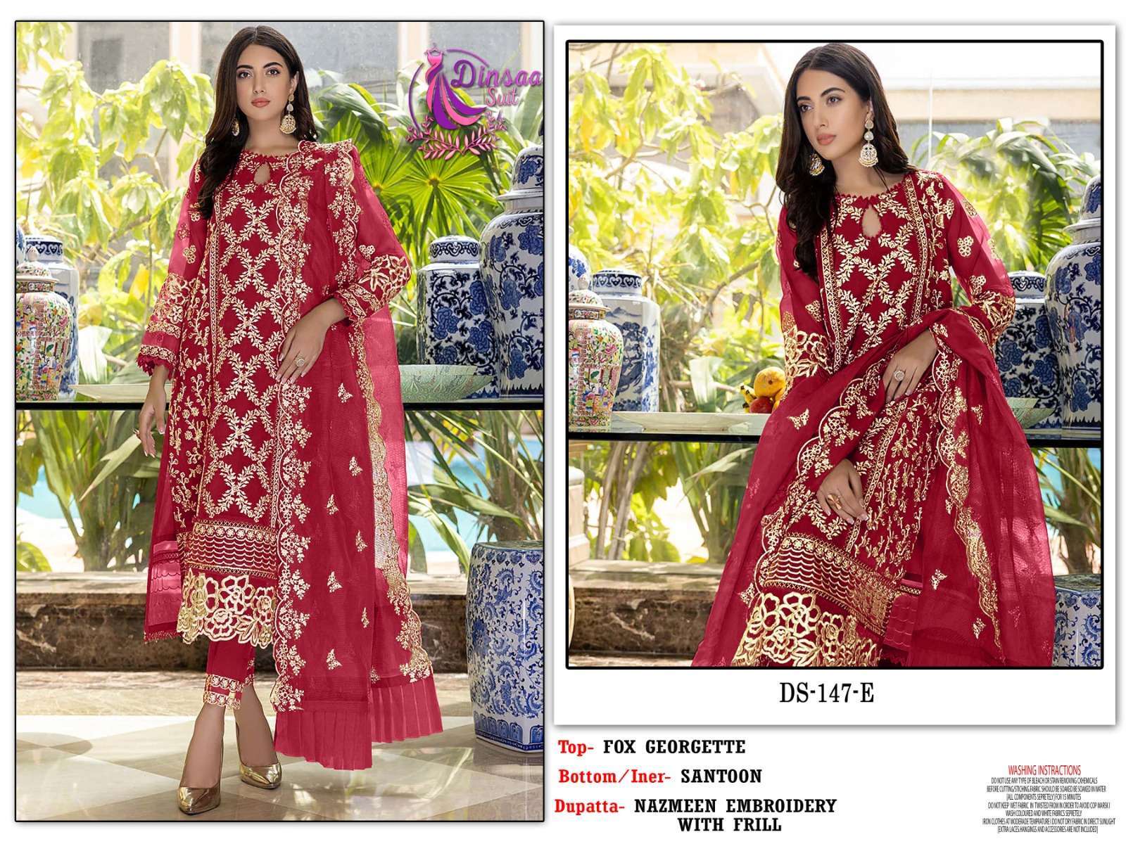 dinsaa 147 efgh georgette embroidered suit 