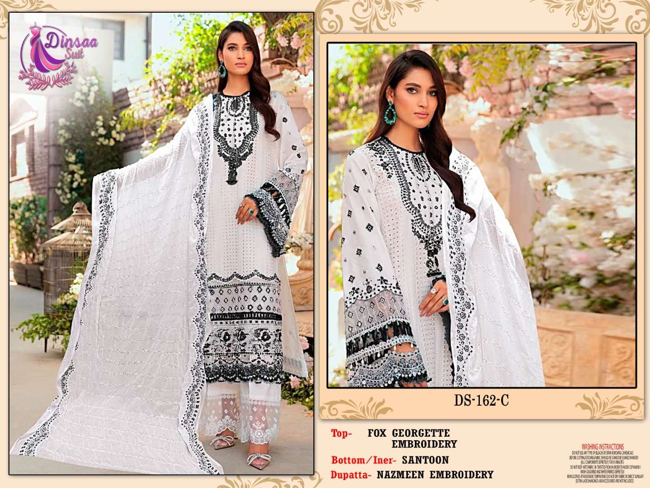 dinsaa suit DS-162 designer faux georgette suit 