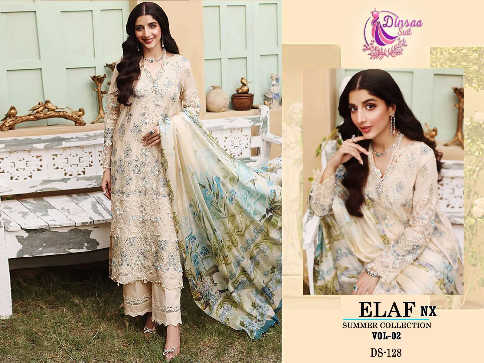 dinsaa suit elaf summer nx vol 2 series 125-128 pure cotton suit 