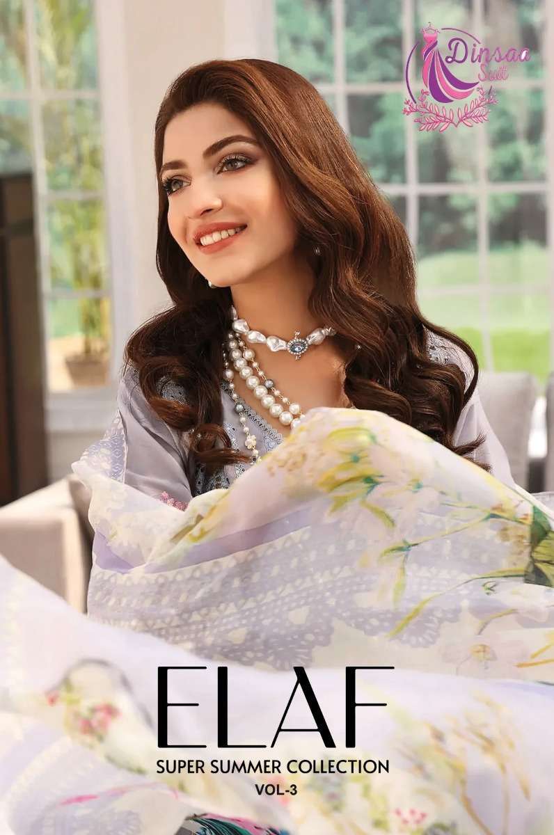 dinsaa suit elaf super summer collection vol 3 series 185-189 pure cotton suit 