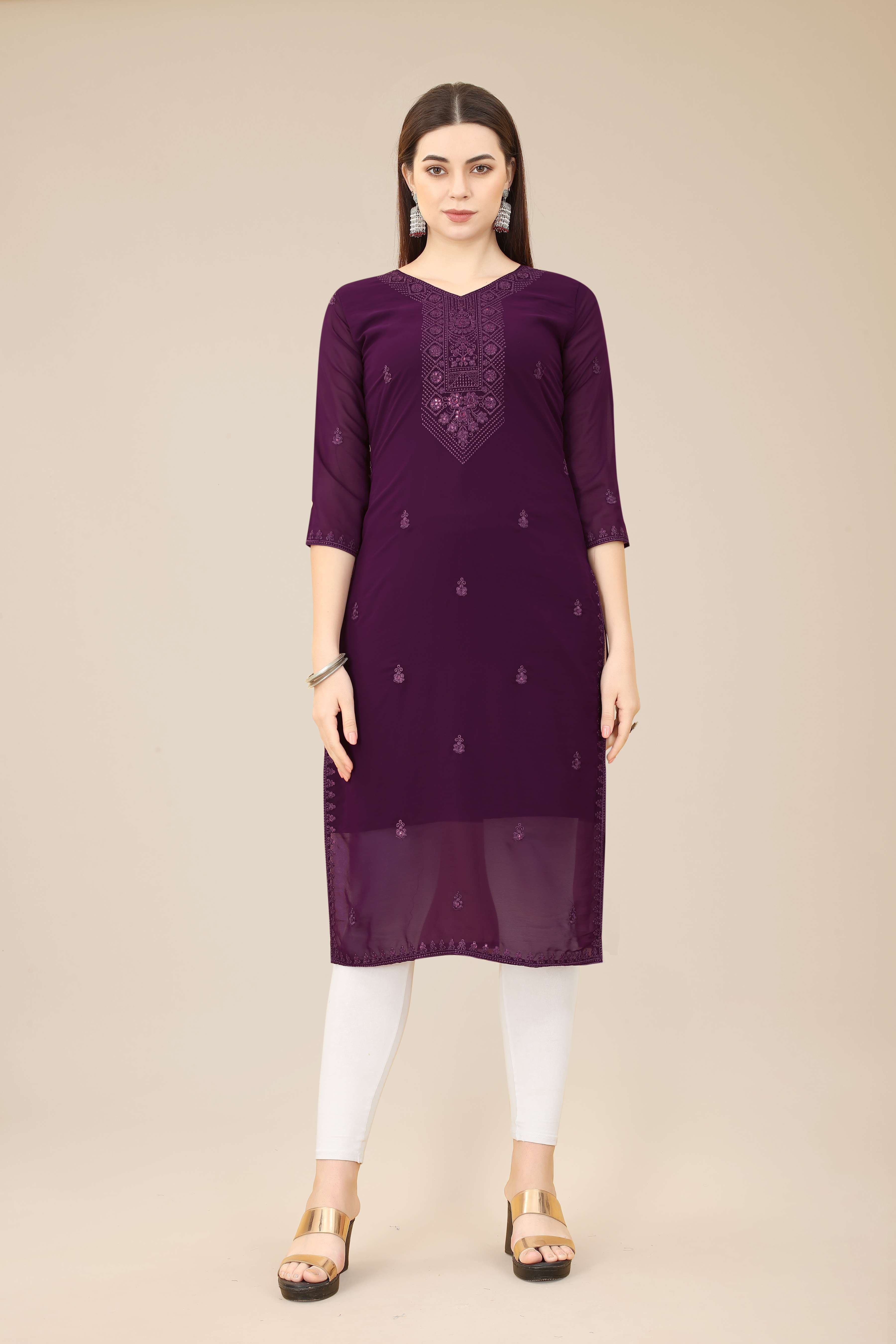 Ferrari Soft Georgette Kurta with embroidery work