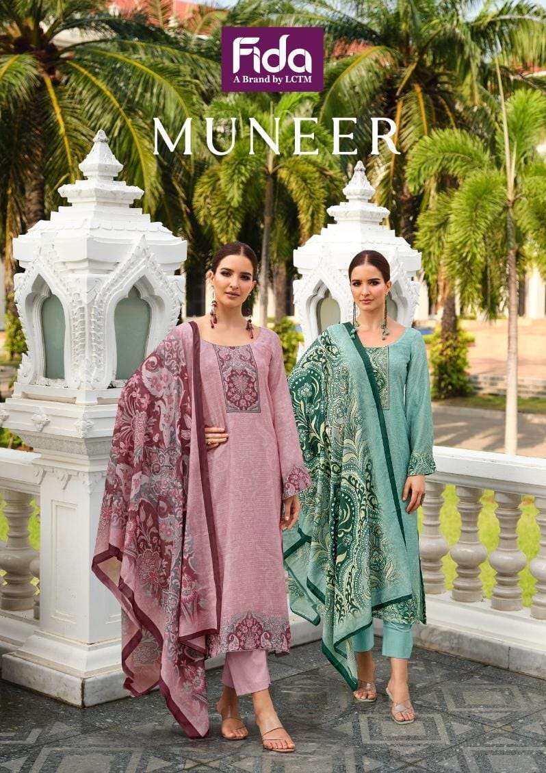 fida muneer series 1001-1006 cotton linen suit