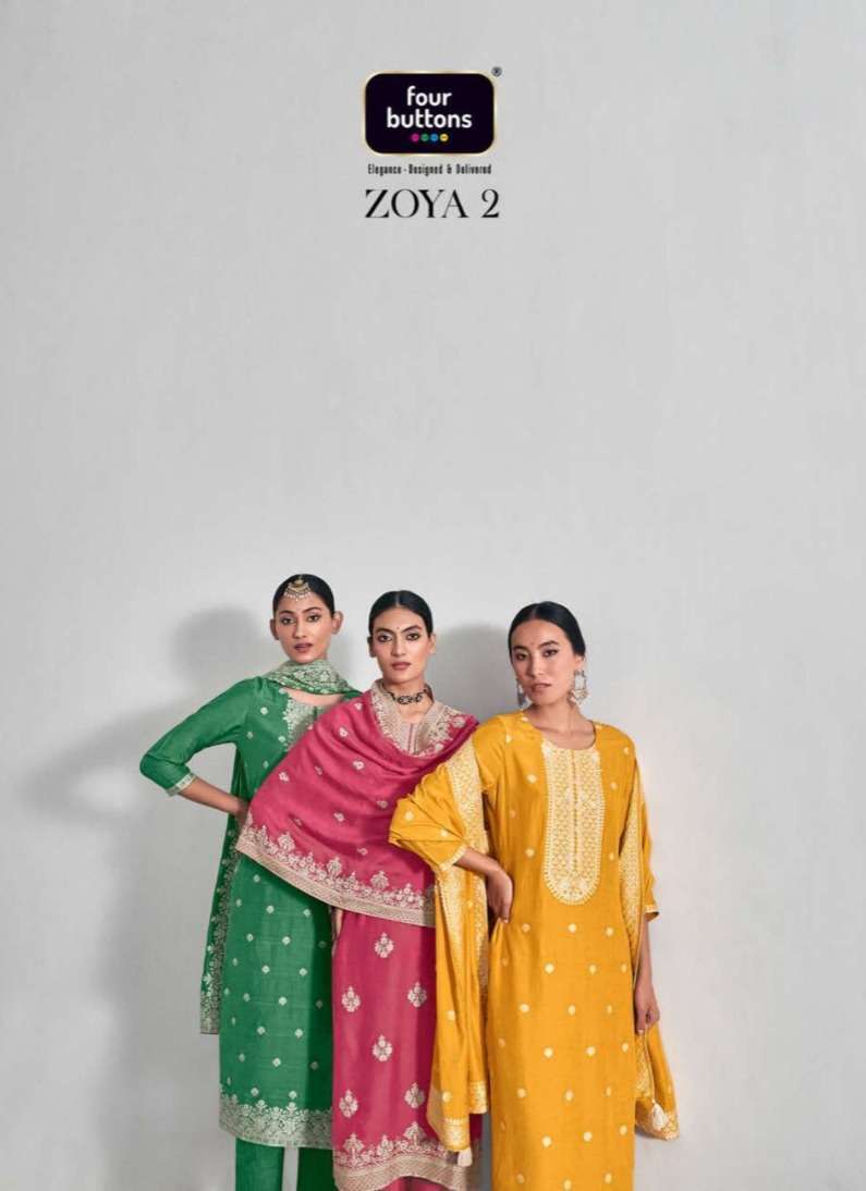 four buttons zoya vol 2 series 3091-3096 pure muslin suit 