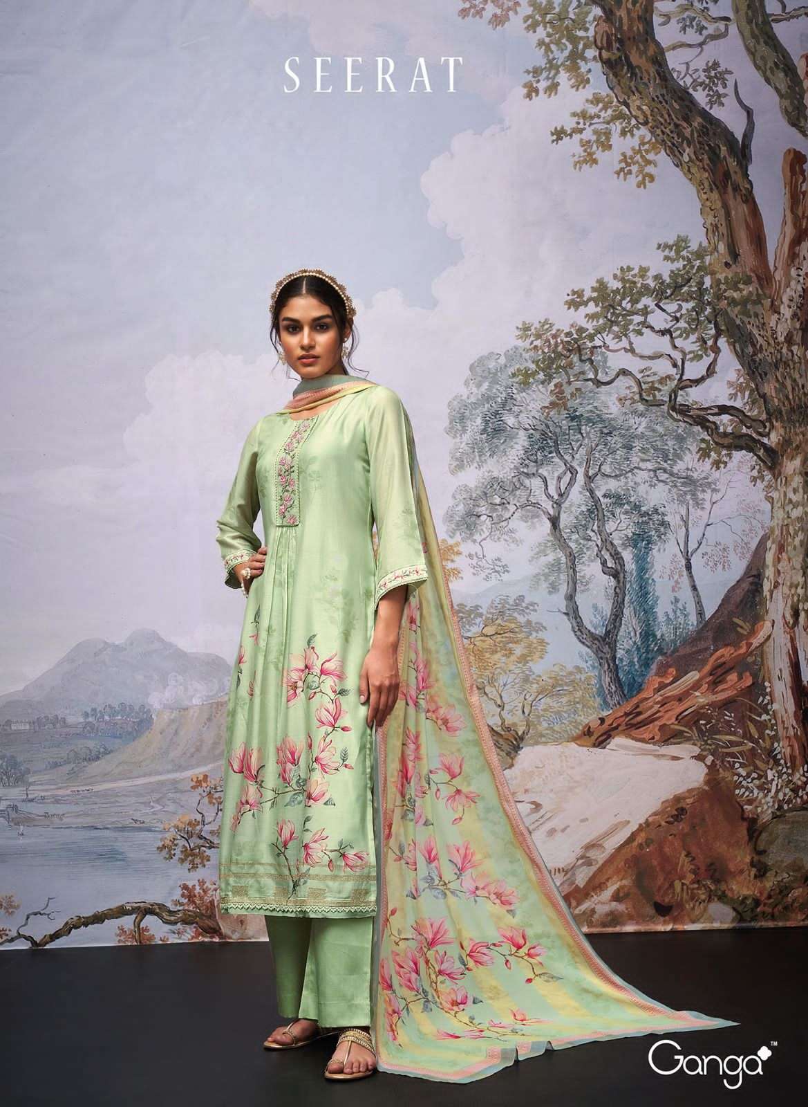 ganga seerat series 1396-1401 premium bemberg silk suit 