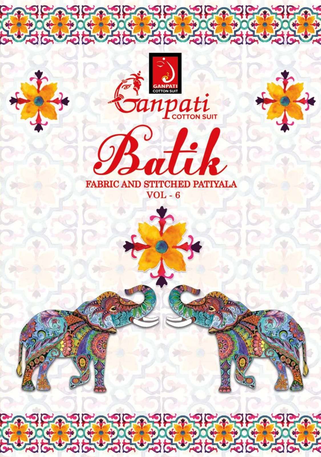 ganpati batik vol 6 series 601-615 cotton patiyala suit