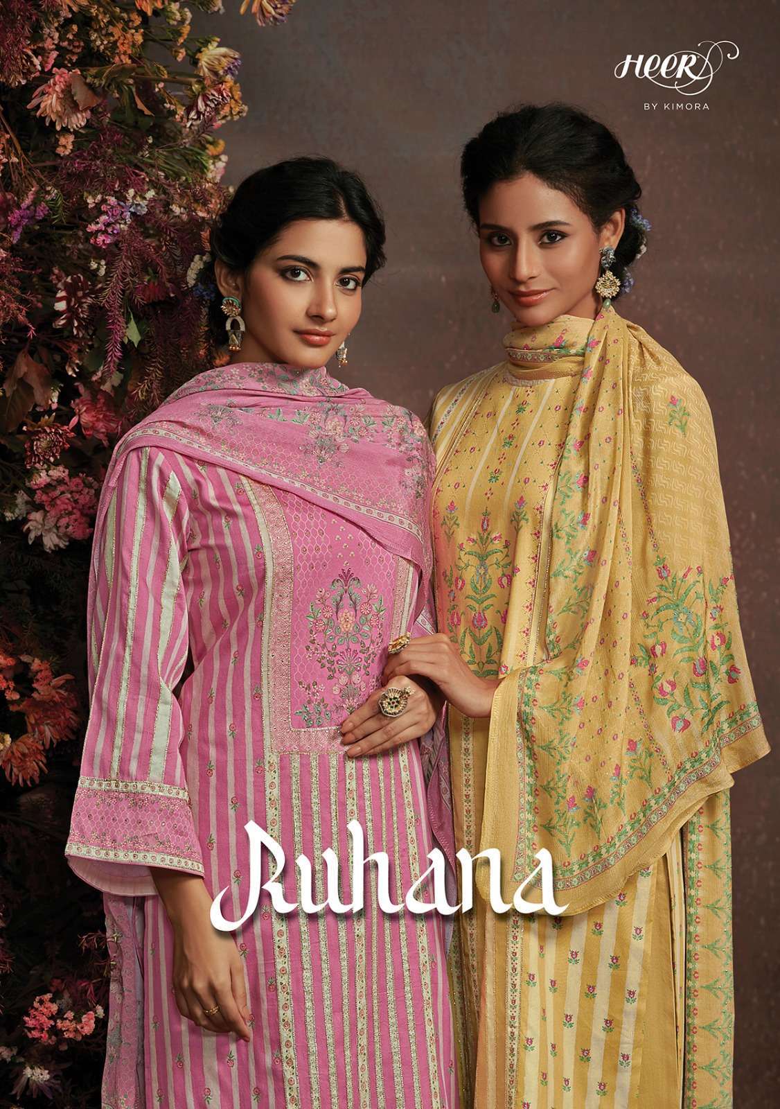 heer ruhana series 9061-9068 pure cotton satin suit 