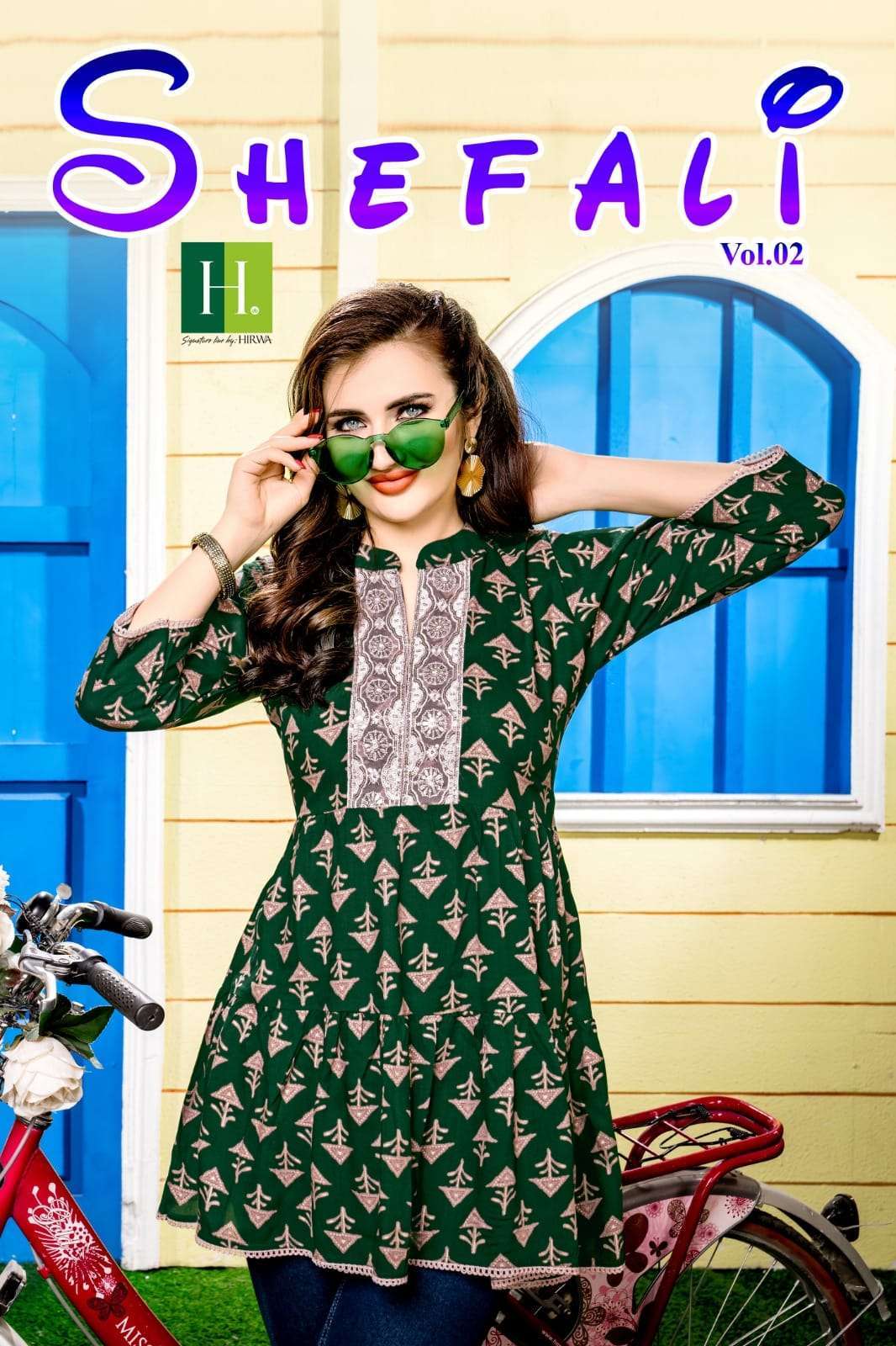 hirwa shefali vol 2 series 201-208 Heavy Rayon Procian kurti