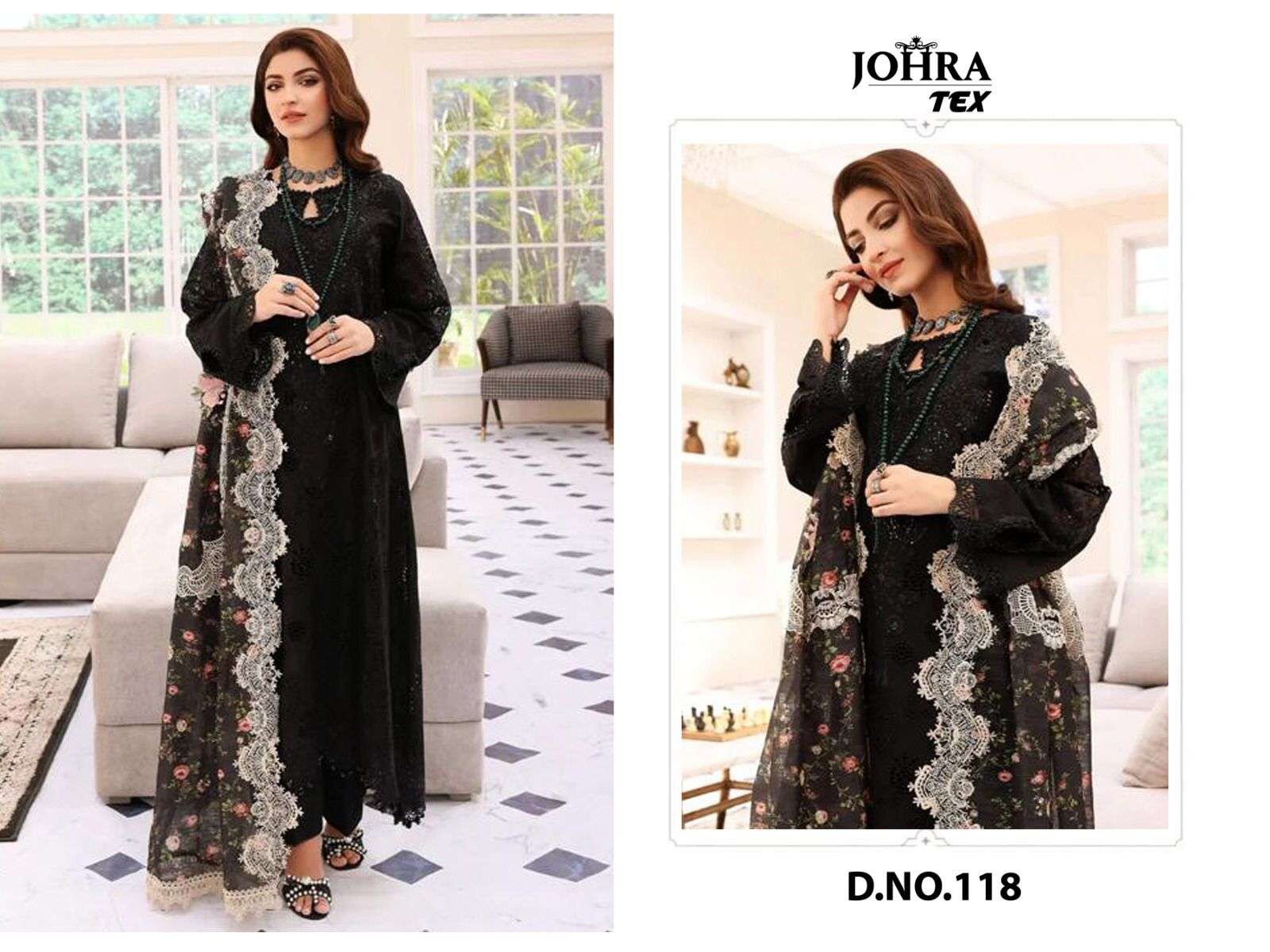 johra tex jt-118 designer cambric cotton suit 