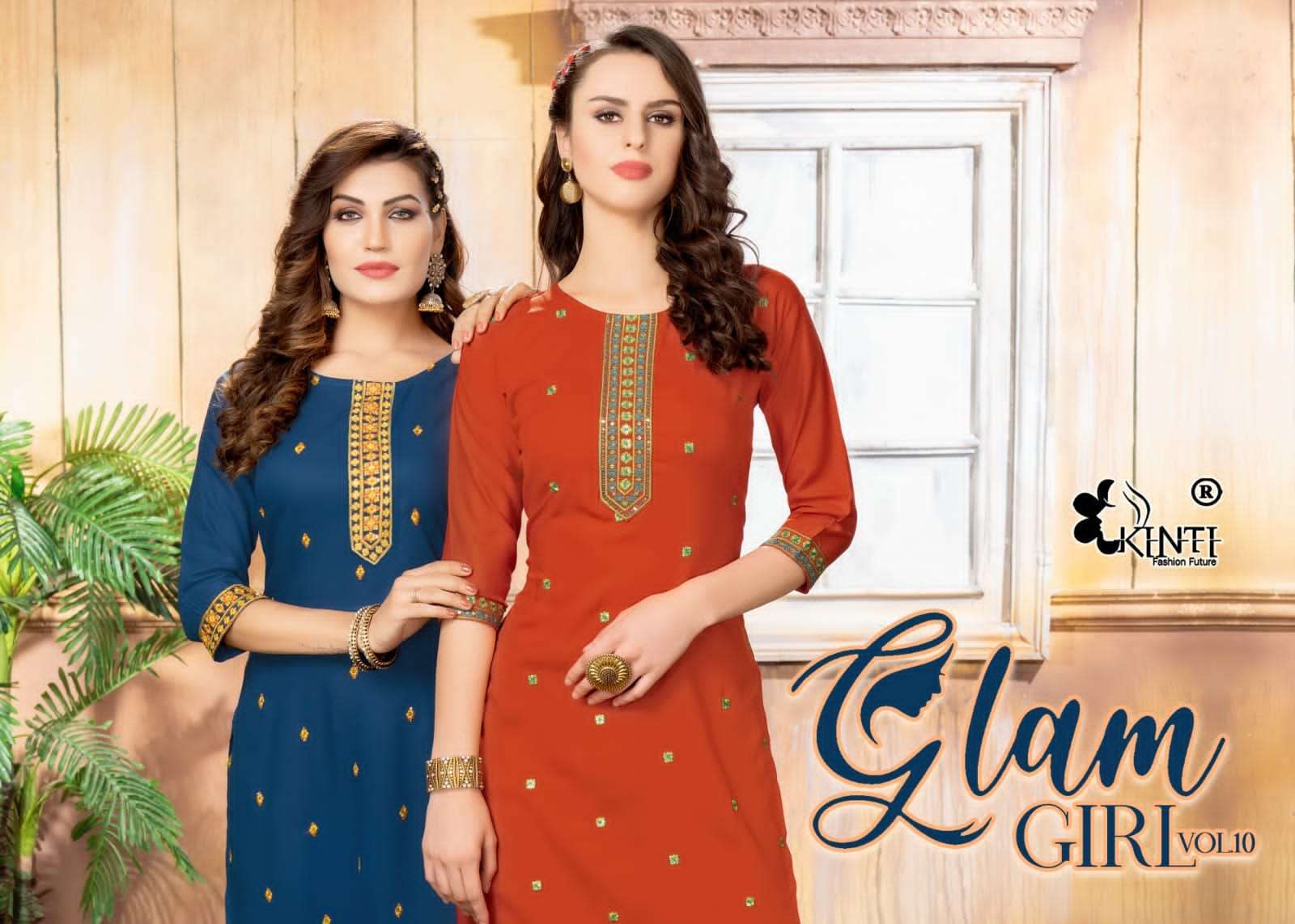 kinti glam girl vol 10 series 1001-1008 Heavy Rayon kurti