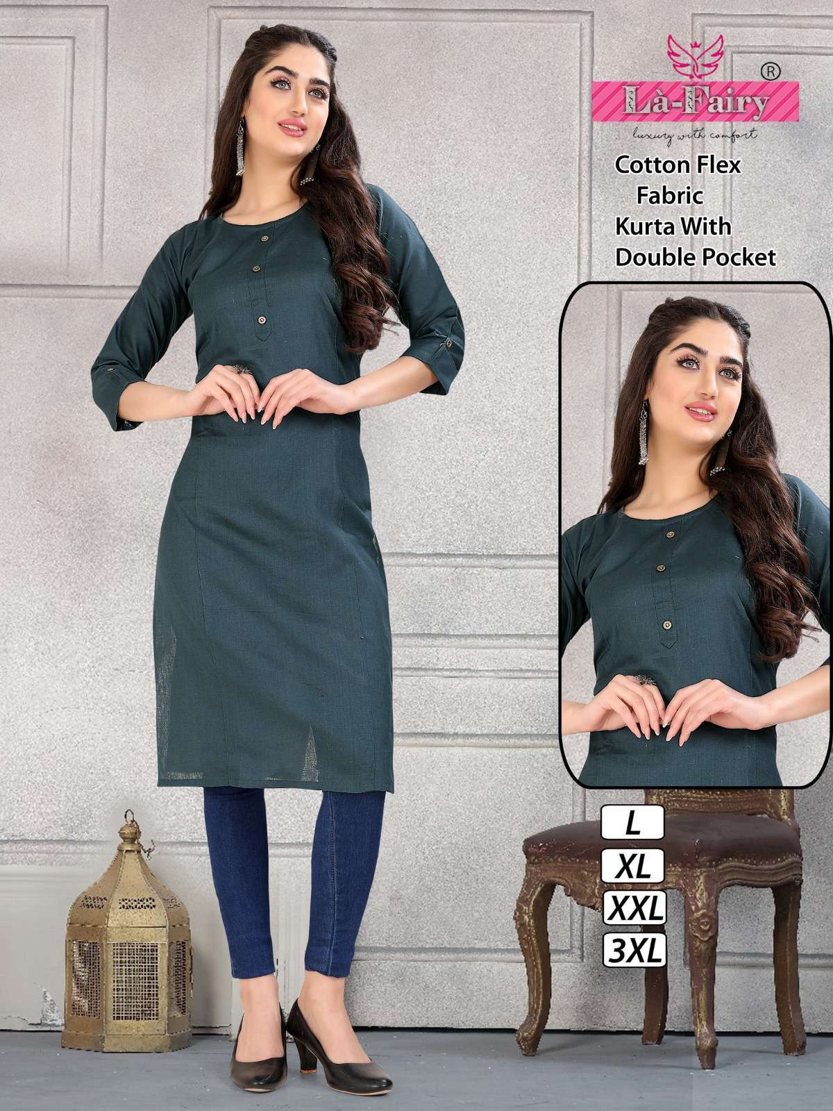 la fairy 1416 colours casual wear kurti combo set