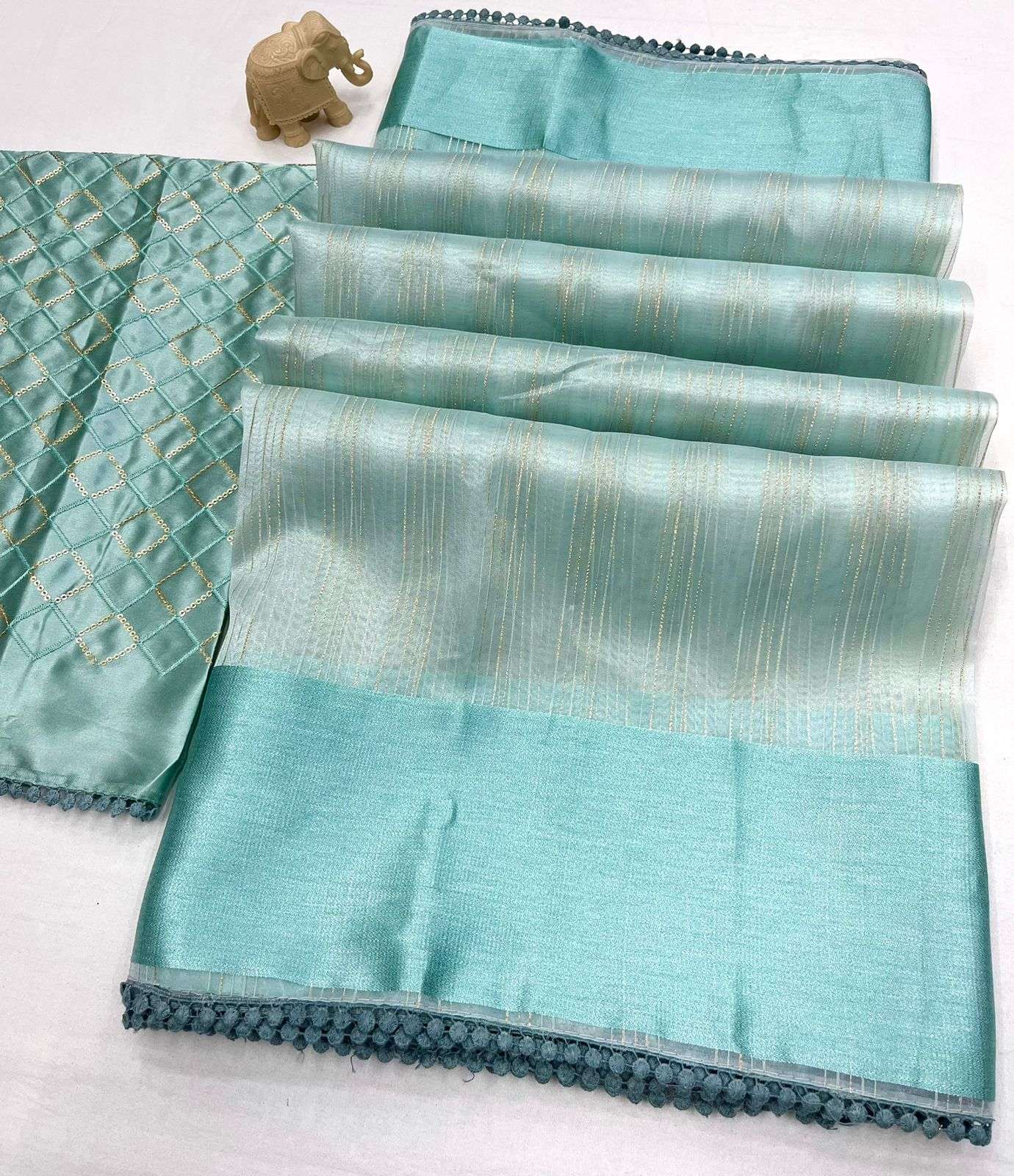 lt fabrics Organza With Weaving Zari & Fancy Embroidery Blouse 
