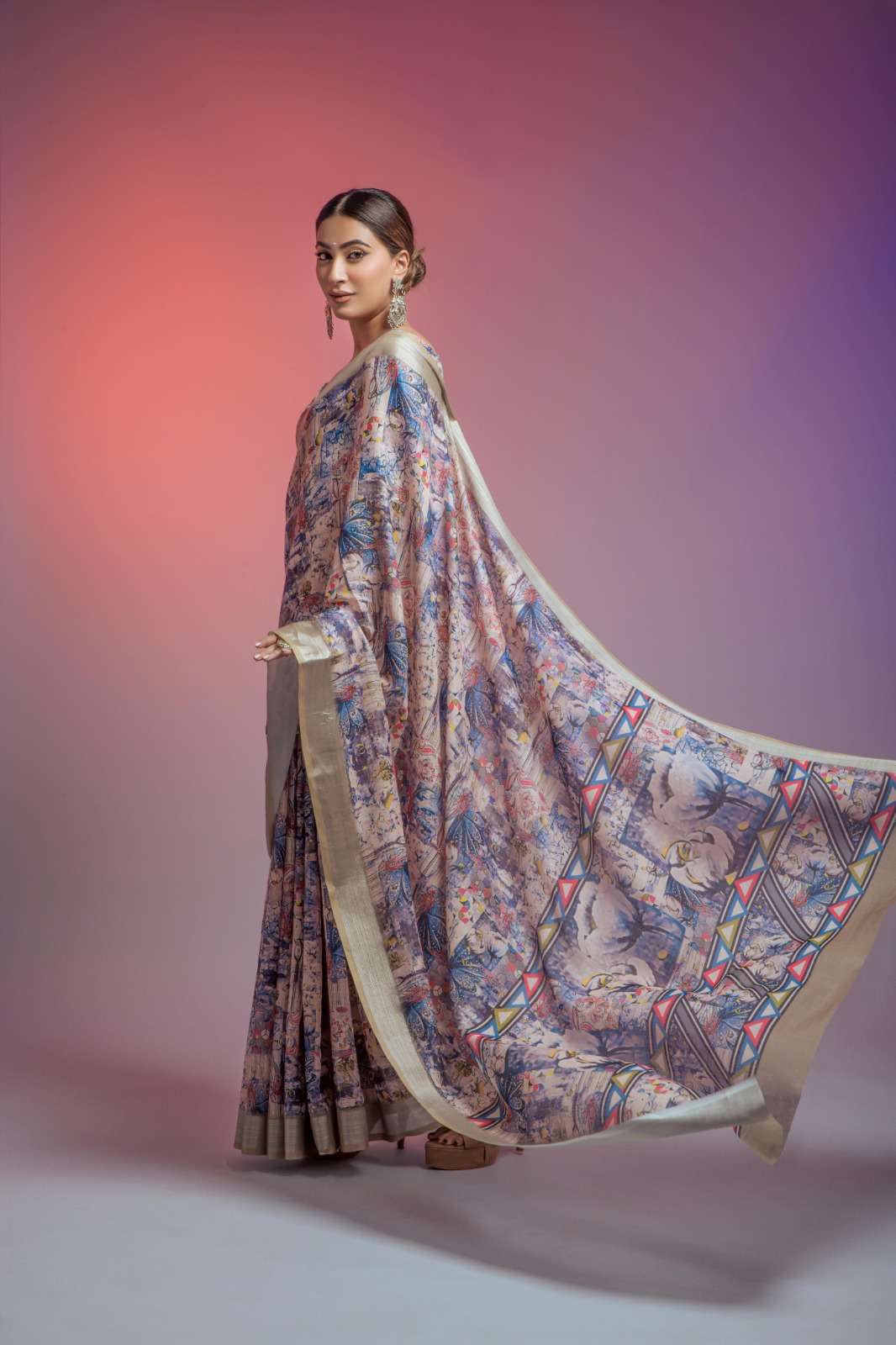 Maharani series 101-108 Soft Linen With Digital print saree