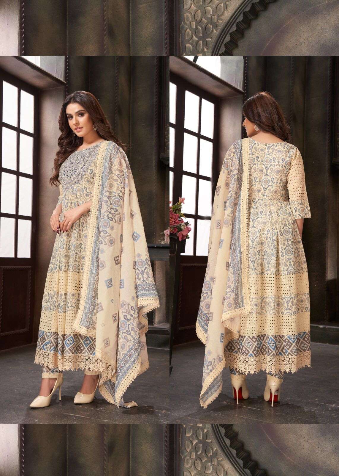 Matching style designer heavy pure cotton print suit 