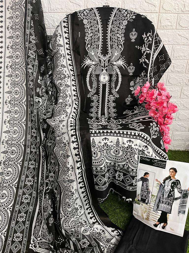 mina hasan black and white series 01-04 cotton suit