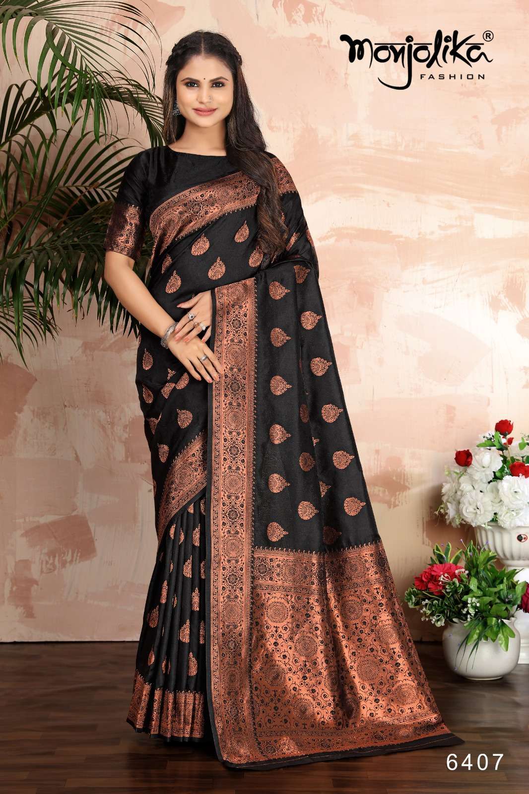 monjolika fashion mahadevi 6400 series 6401-6407 Banarasi Silk saree