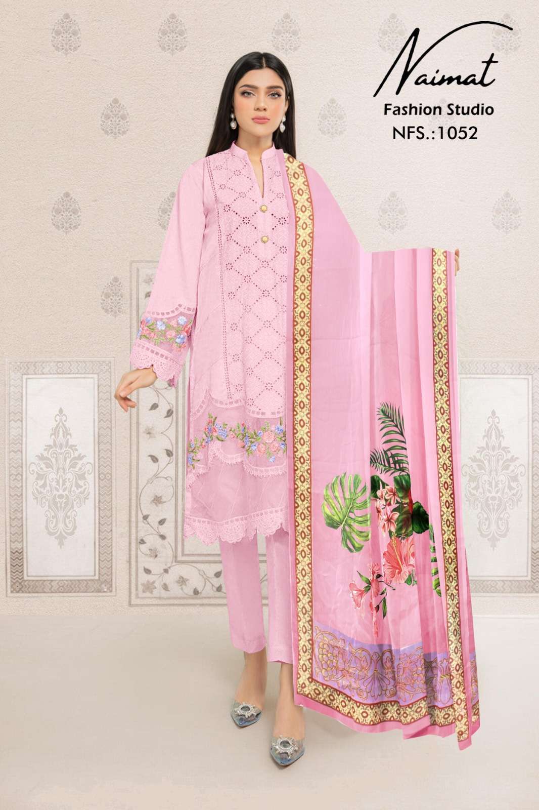 naimat nfs 1052 Pure Fox embroidery work with Digital Print suit