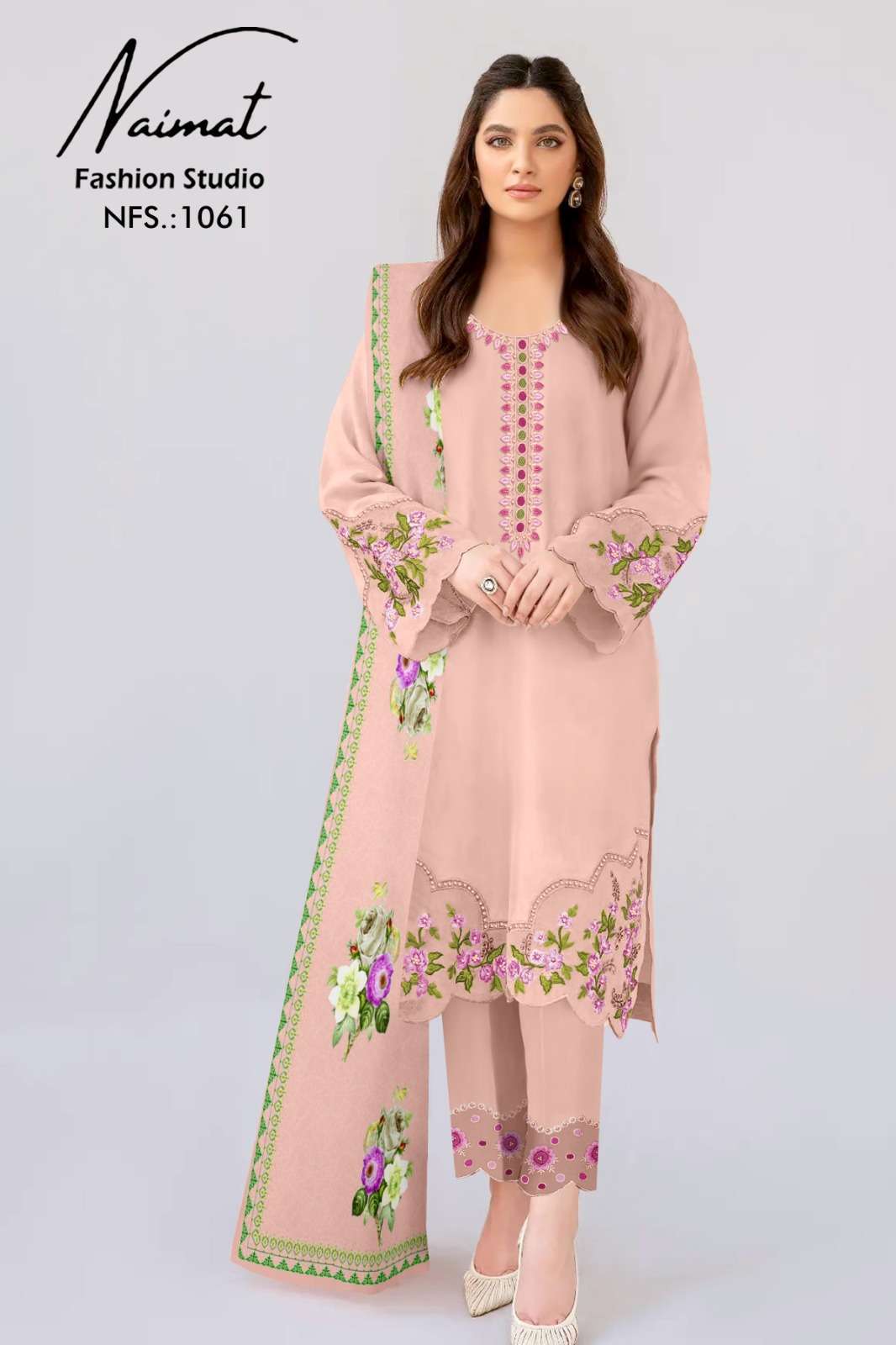 naimat nfs 1061 Pure Fox embroidery work with Digital Print suit