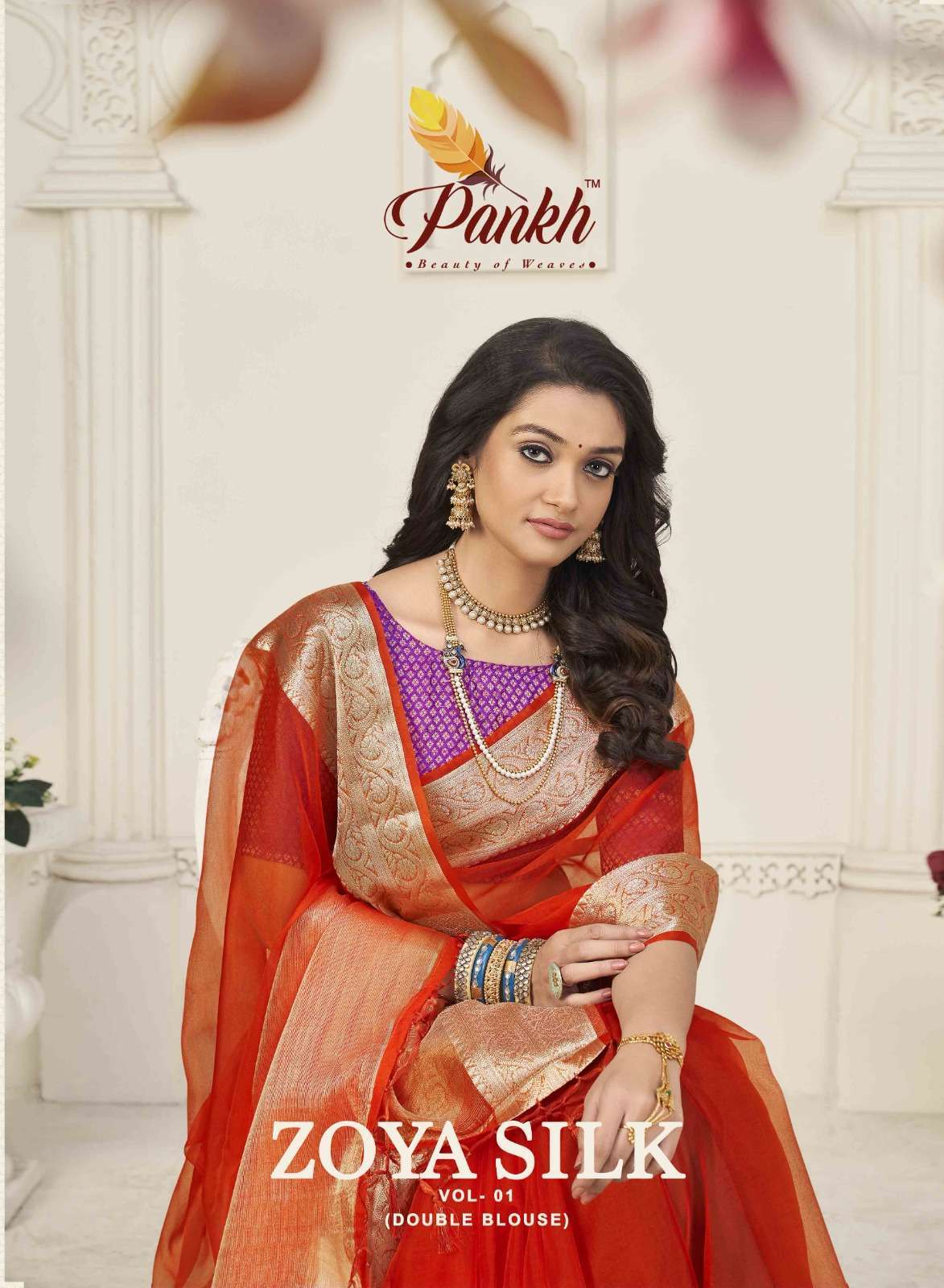 pankh zoya silk vol 1 series 5401-5410 Organza with weaving border saree