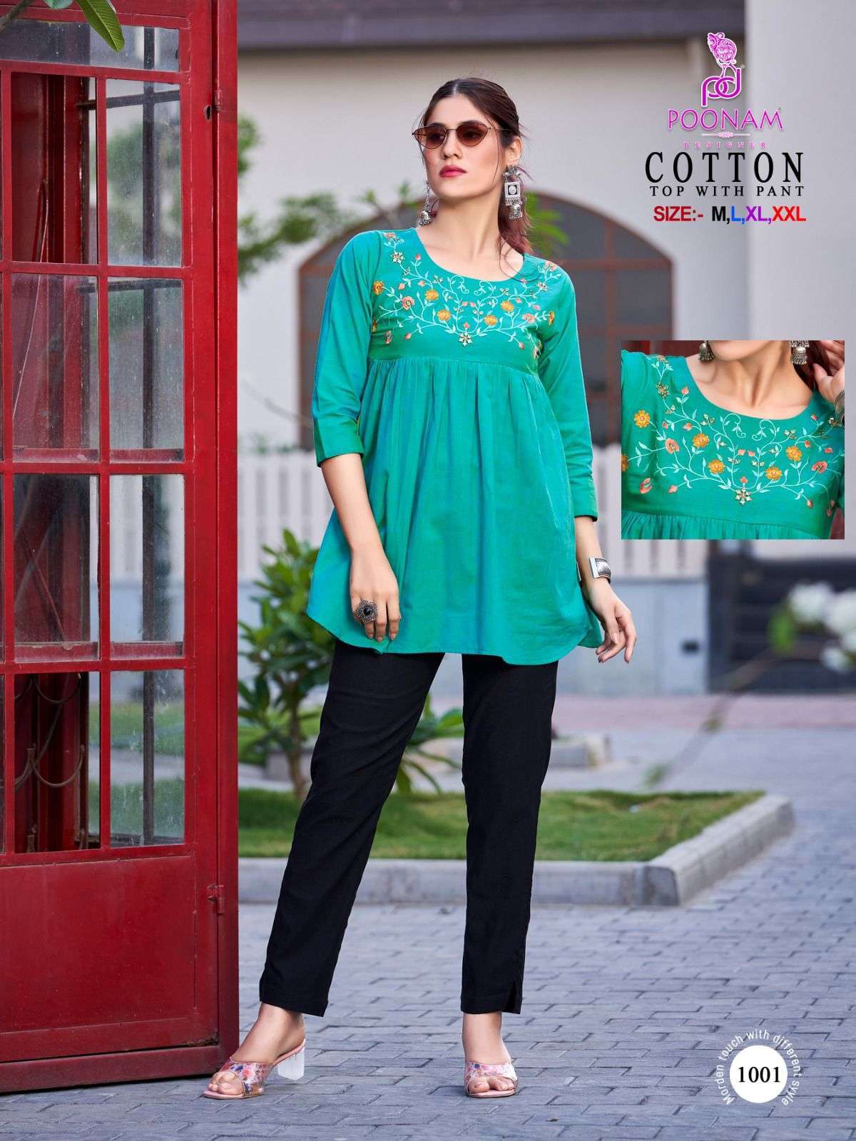 poonam cotton series 1001-1006 Cotton with Handmade work kurti