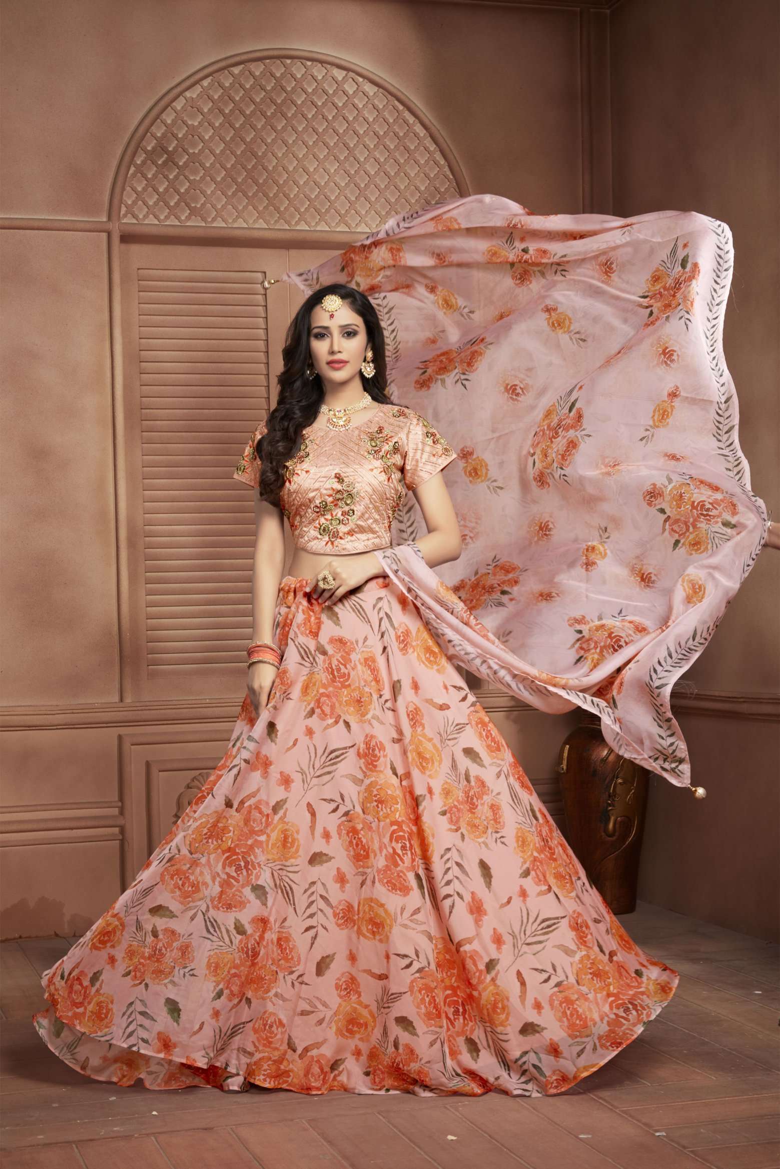 pr designer hitlist fancy readymade crop top with beautiful printed lehenga