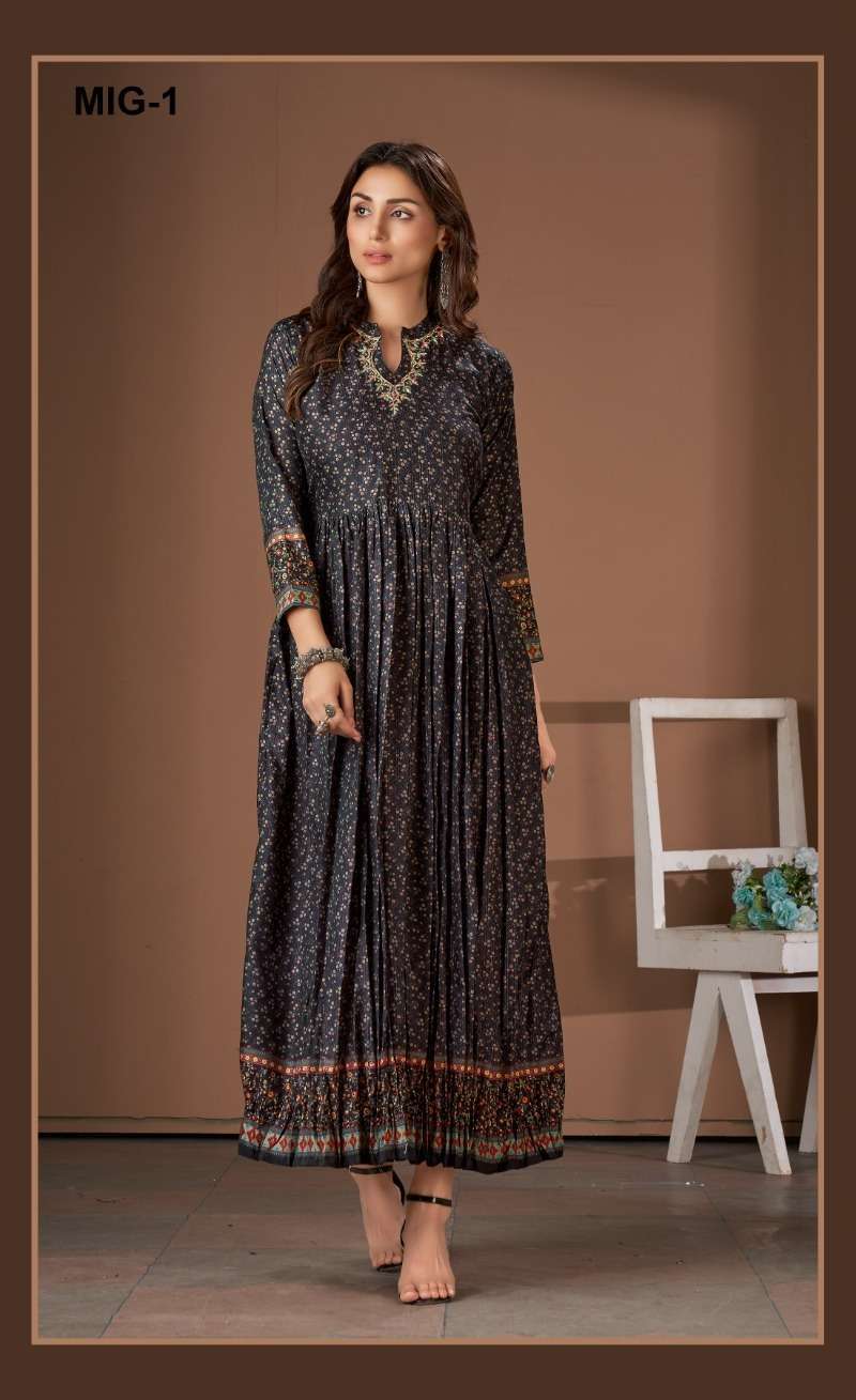 pr mig readymade designer long kurti gown