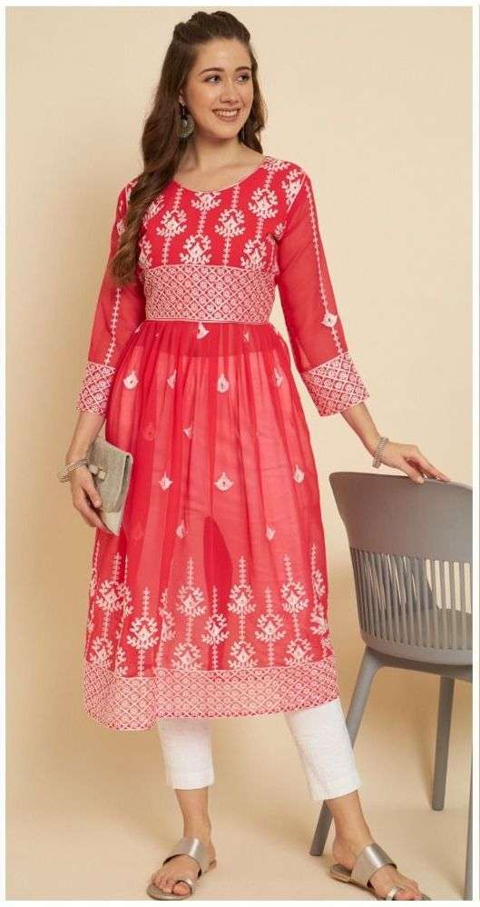 pr sia2 fancy lunknowi chikankari work kurtis