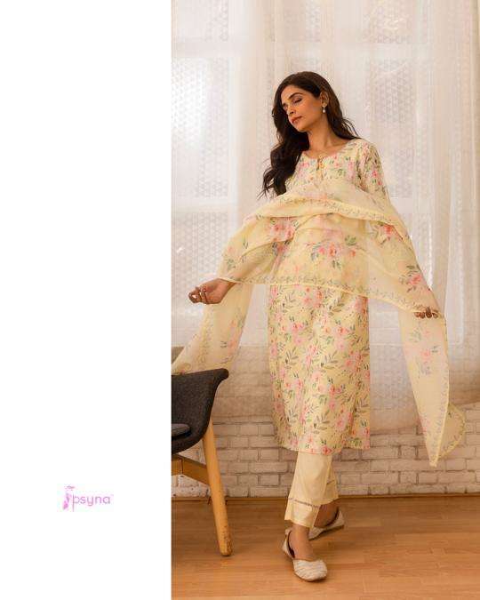 psyna 9990 Linen  Top Bottom And Dupatta