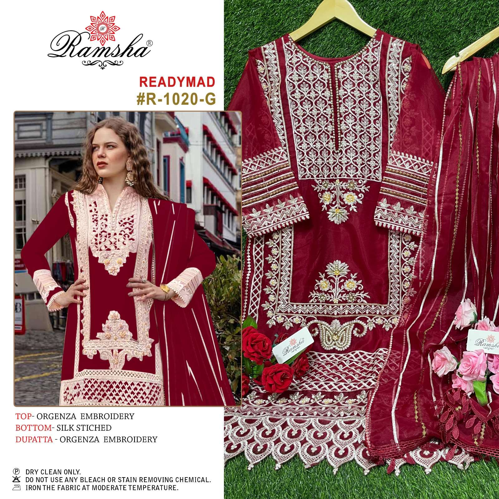 Ramsha R-1020 designer organza suit 