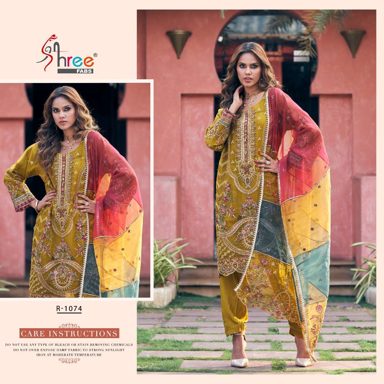 Ramsha R-1074 designer pure organza suit 